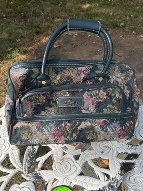 Vintage Atlantic Floral Tapestry Duffle Bag | Retro 90s Weekender Carry On